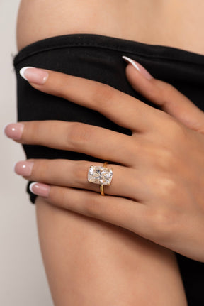 7 Carat Elongated Cushion Cut Diamond Anniversary Ring - Evara Jewelry LLC