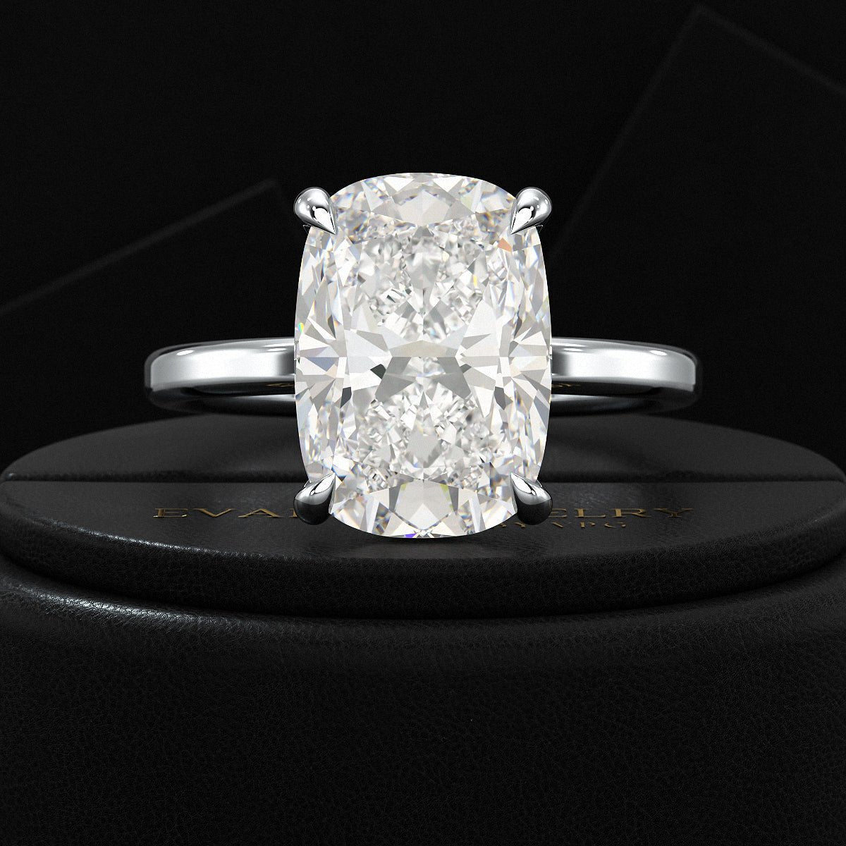 7 Carat Elongated Cushion Cut Diamond Engagement Ring - Evara Jewelry LLC