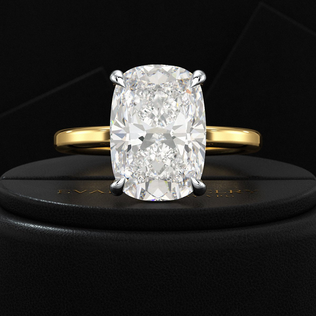 7 Carat Elongated Cushion Cut Diamond Engagement Ring - Evara Jewelry LLC