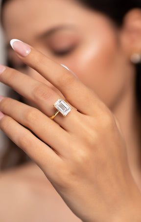 7 Carat Emerald Cut Diamond Solitaire Engagement Ring - Evara Jewelry LLC
