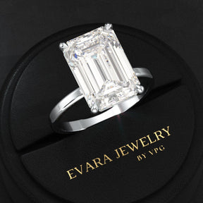 7 Carat Emerald Cut Diamond Solitaire Engagement Ring - Evara Jewelry LLC