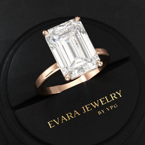 7 Carat Emerald Cut Diamond Solitaire Engagement Ring - Evara Jewelry LLC