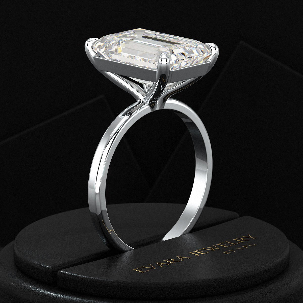 7 Carat Emerald Cut Diamond Solitaire Engagement Ring - Evara Jewelry LLC
