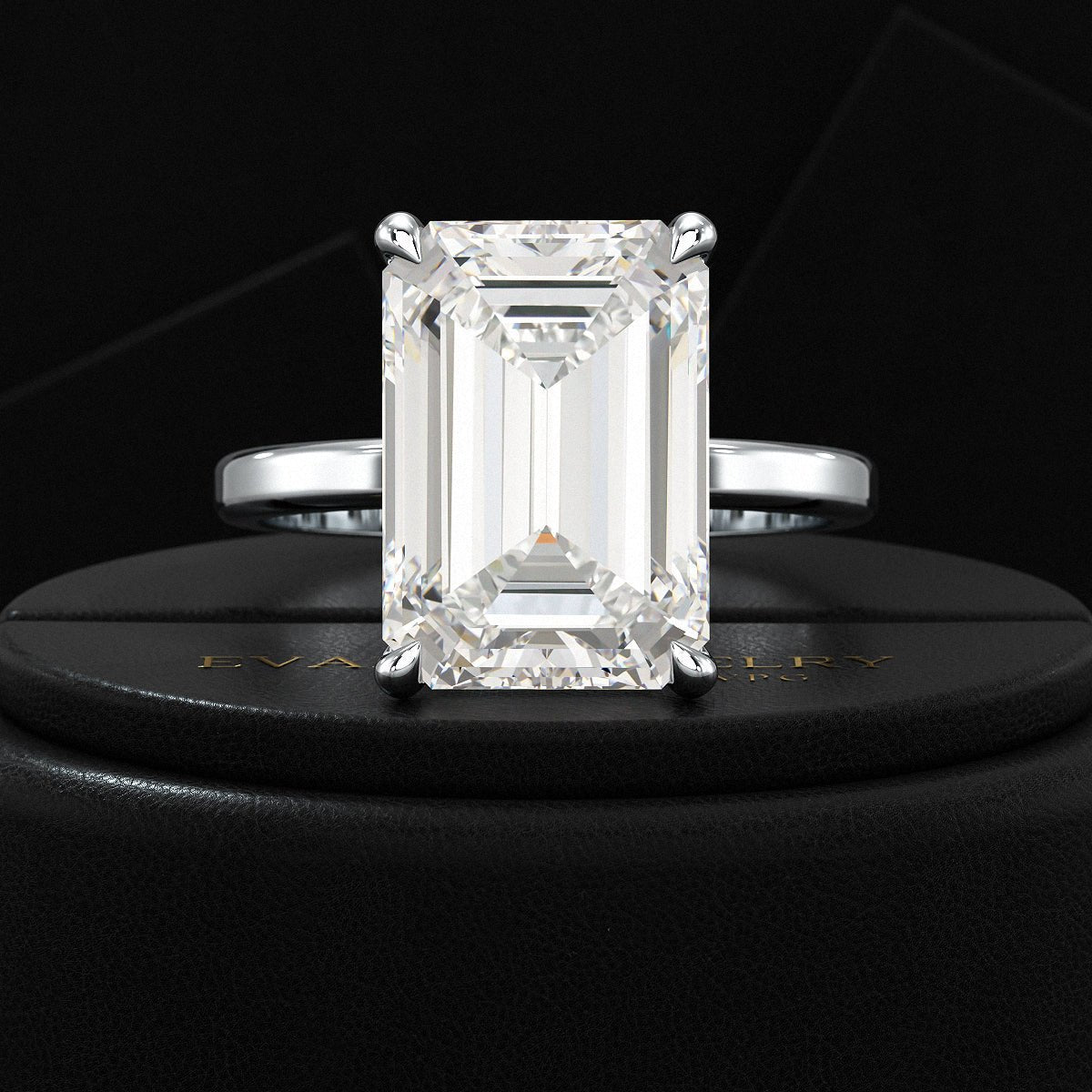 7 Carat Emerald Cut Diamond Solitaire Engagement Ring - Evara Jewelry LLC