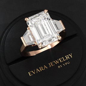 7 Carat Emerald Cut Diamond Wedding Ring - Evara Jewelry LLC
