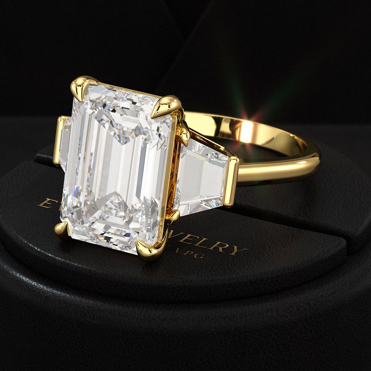 7 Carat Emerald Cut Diamond Wedding Ring - Evara Jewelry LLC