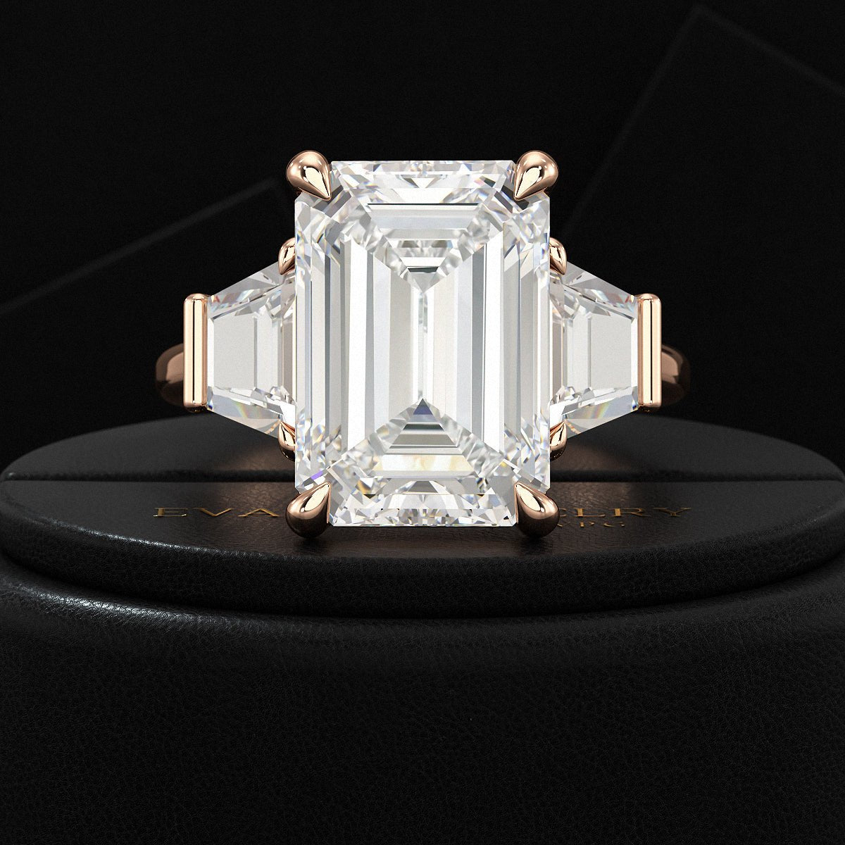 7 Carat Emerald Cut Diamond Wedding Ring - Evara Jewelry LLC