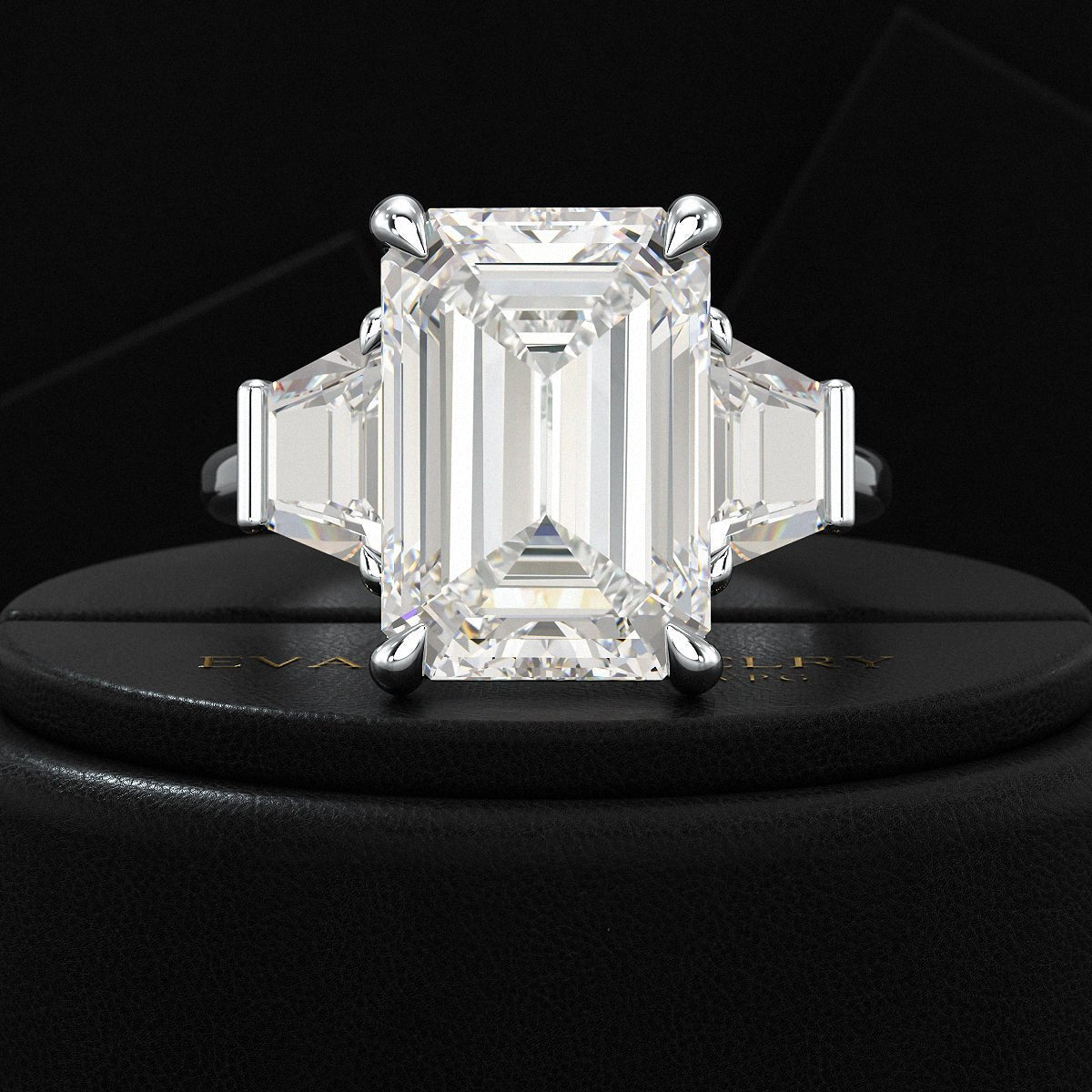 7 Carat Emerald Cut Diamond Wedding Ring - Evara Jewelry LLC