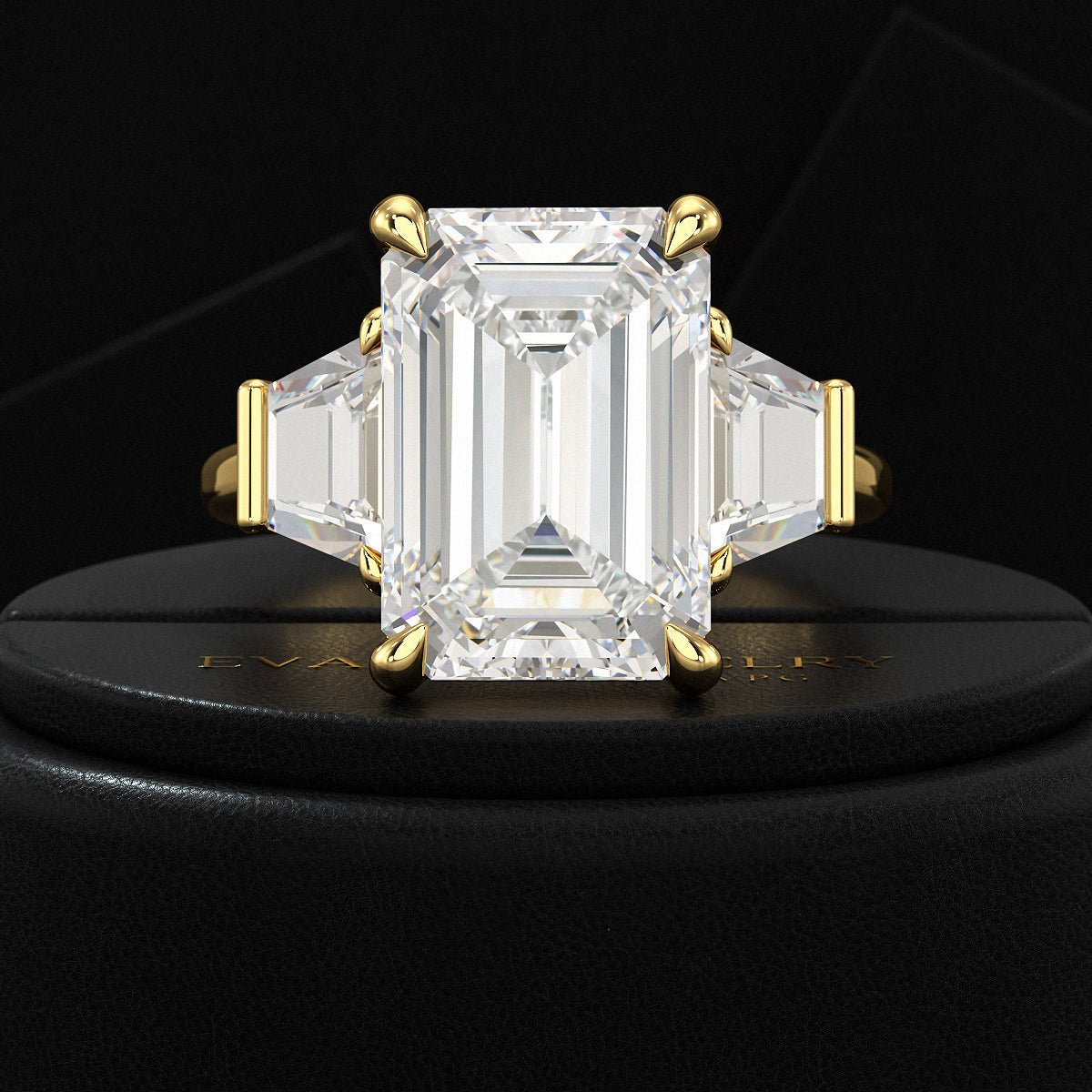 7 Carat Emerald Cut Diamond Wedding Ring - Evara Jewelry LLC