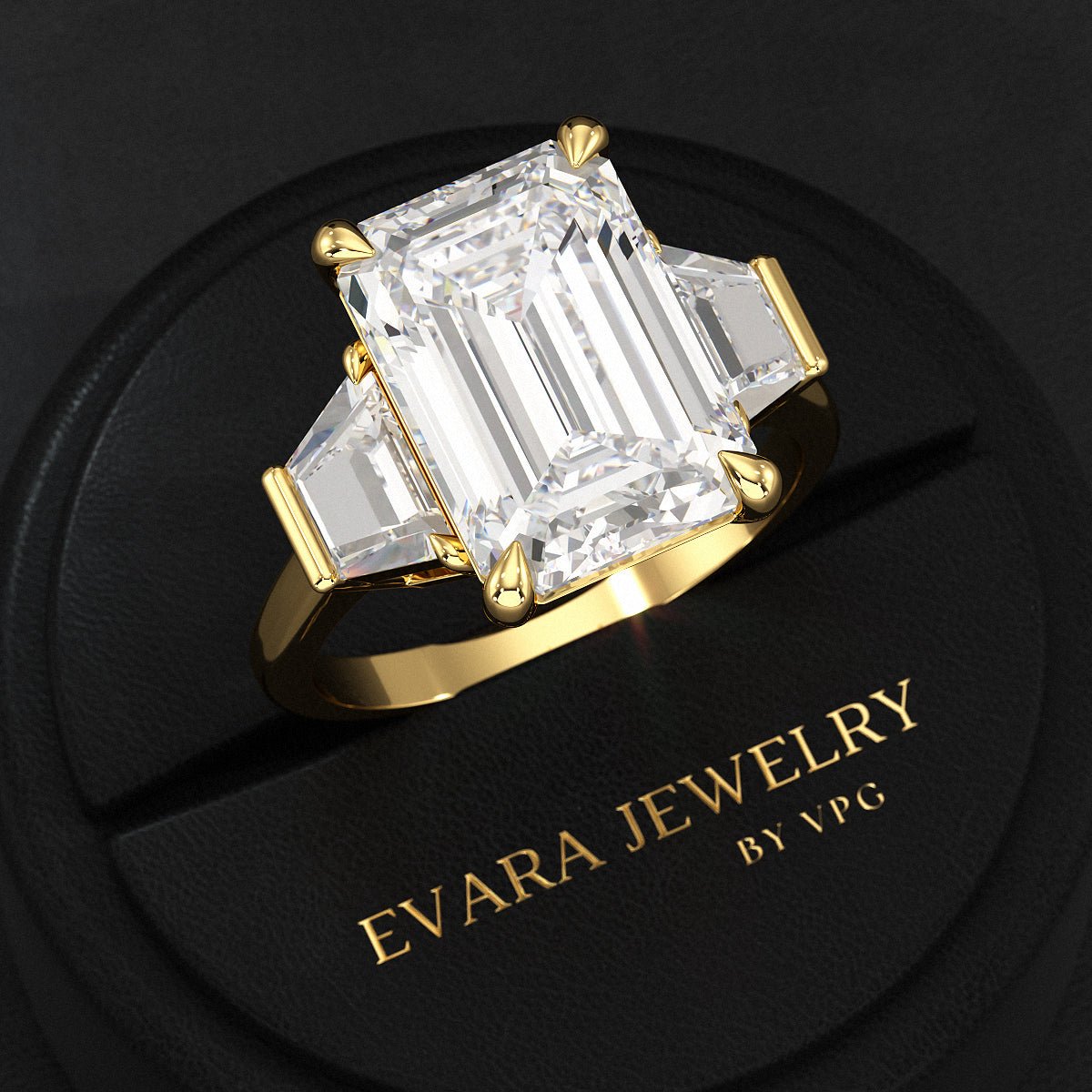 7 Carat Emerald Cut Diamond Wedding Ring - Evara Jewelry LLC