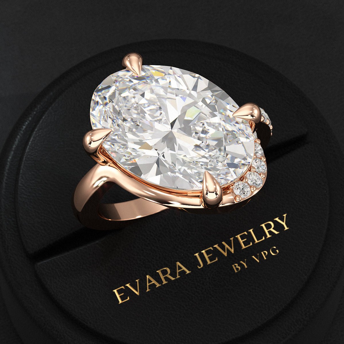 7 Carat Oval Diamond Wedding Band - Evara Jewelry LLC
