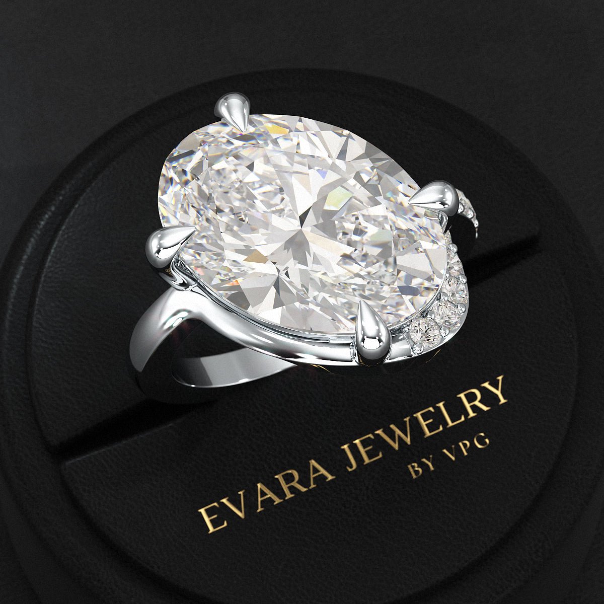 7 Carat Oval Diamond Wedding Band - Evara Jewelry LLC
