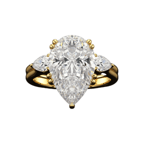 7 Carat Pear Cut Diamond Three Stone Ring with Accent Pear Diamonds - Evara Jewelry LLC