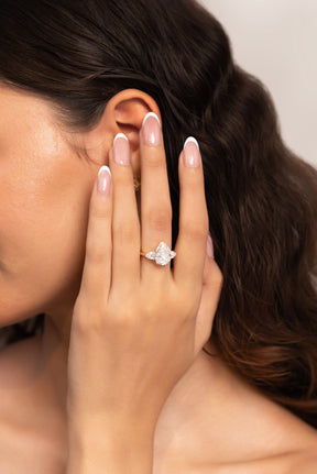 7 Carat Pear Cut Diamond Three Stone Ring with Accent Pear Diamonds - Evara Jewelry LLC
