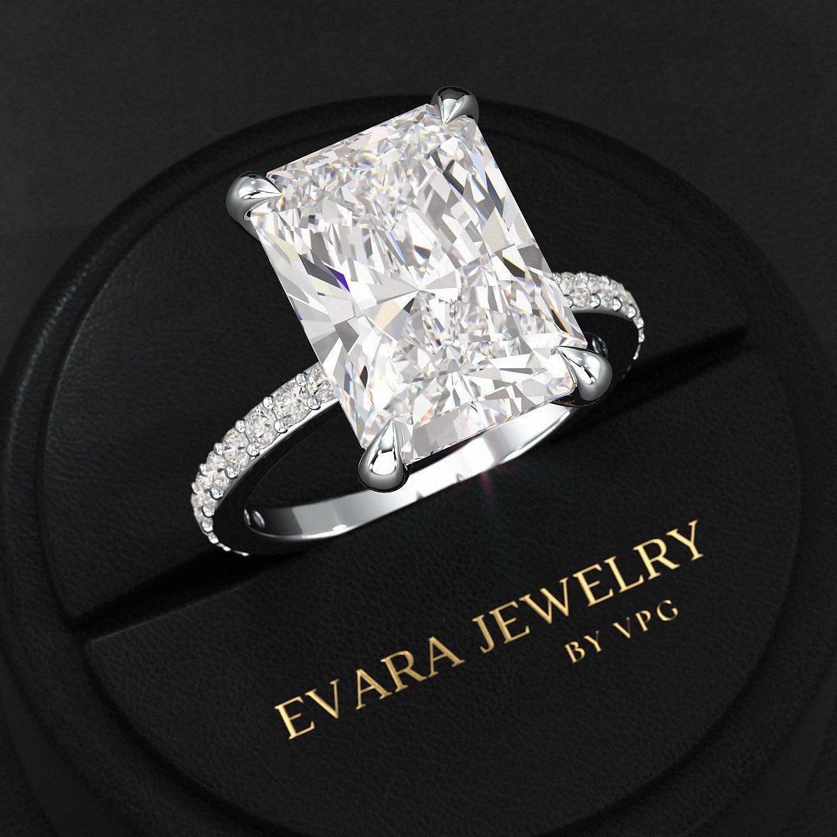 7 Carat Radiant Cut Diamond Engagement Ring - Evara Jewelry LLC