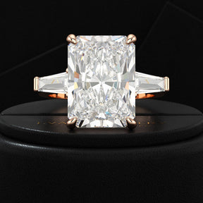 7 Carat Radiant Cut Diamond Three Stone Engagement Ring - Evara Jewelry LLC