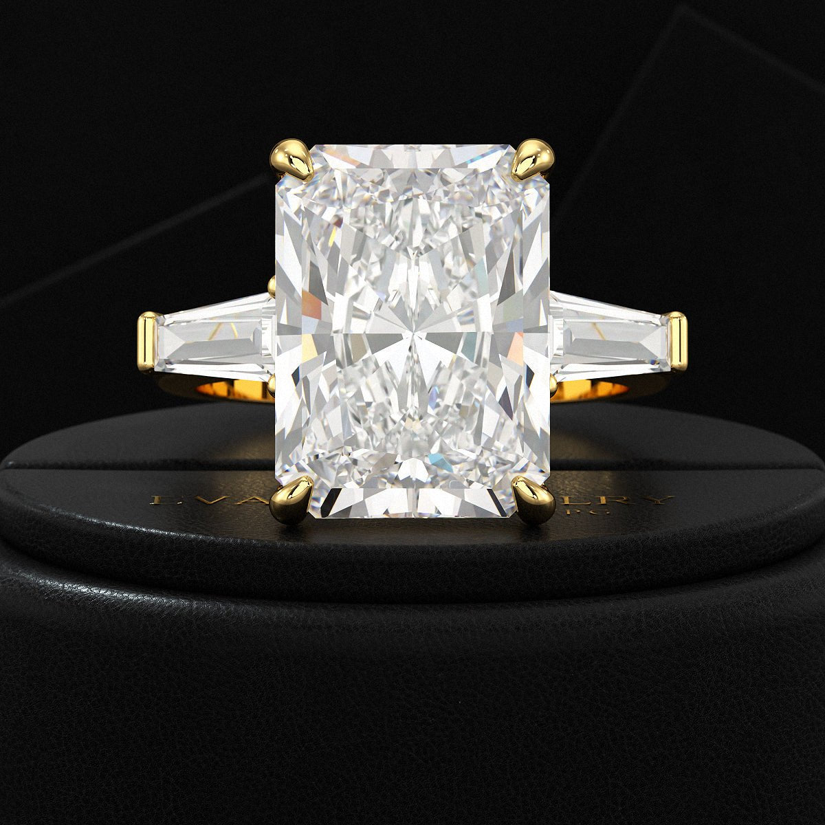 7 Carat Radiant Cut Diamond Three Stone Engagement Ring - Evara Jewelry LLC