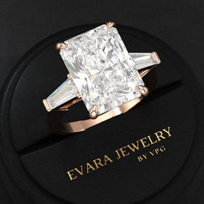 7 Carat Radiant Cut Diamond Three Stone Engagement Ring - Evara Jewelry LLC
