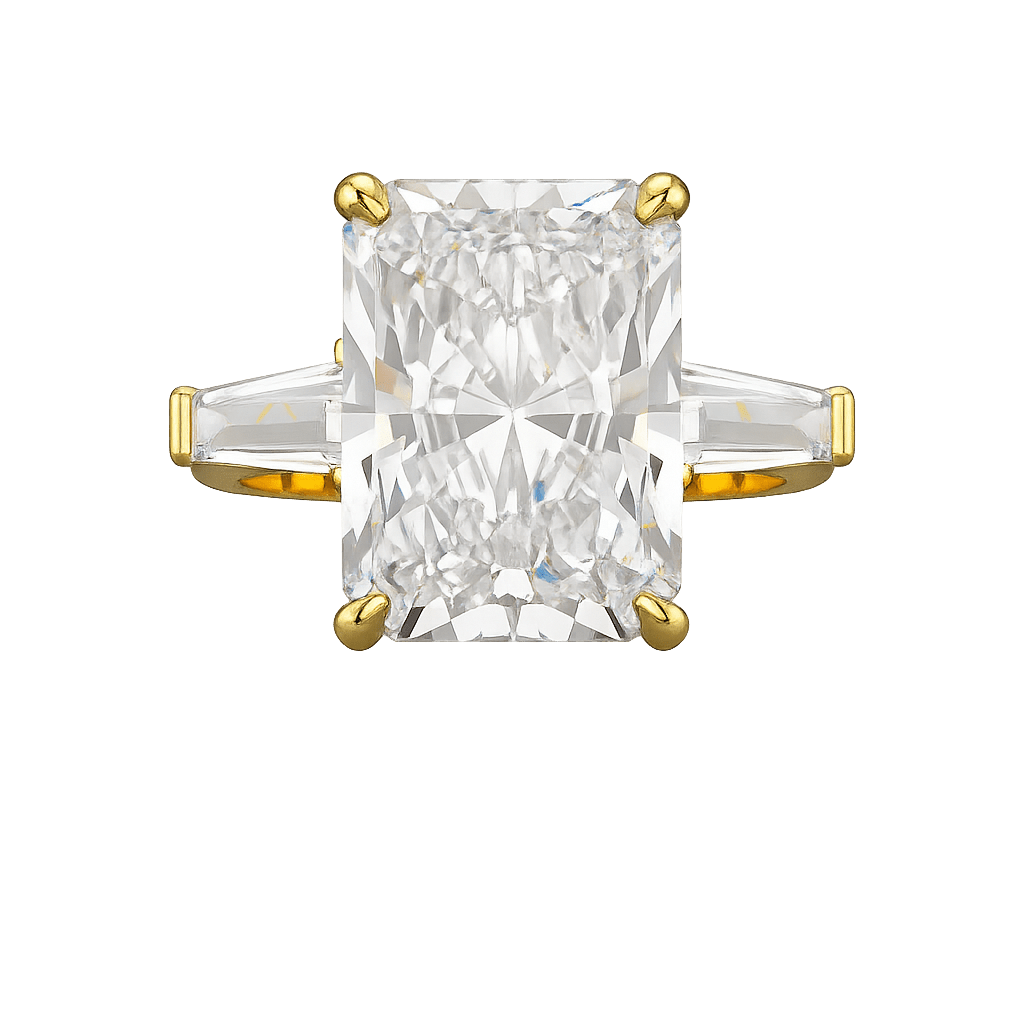 7 Carat Radiant Cut Diamond Three Stone Engagement Ring - Evara Jewelry LLC