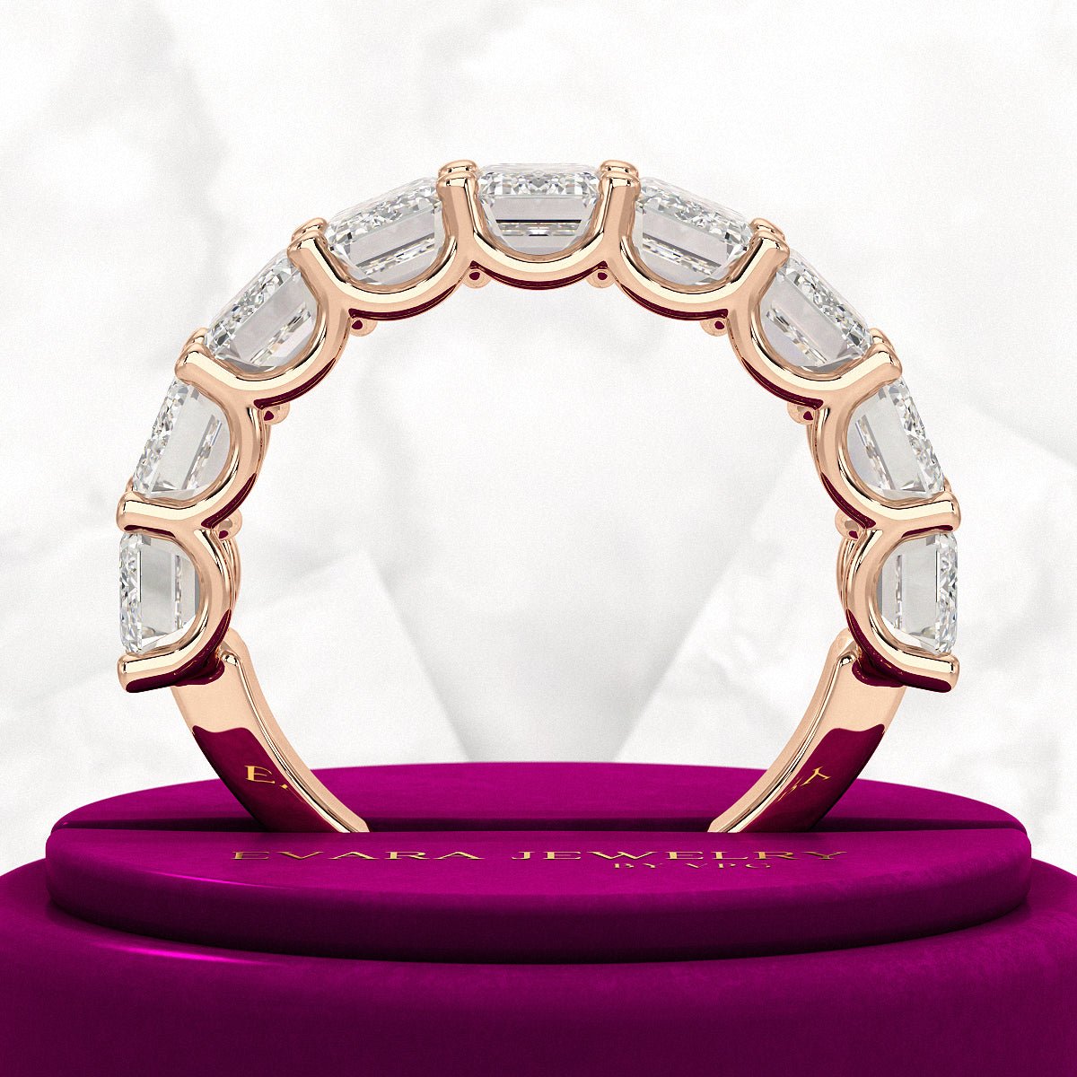 7 Carats Emerald Cut Diamond Minimalist Stacking Band - Evara Jewelry LLC