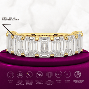 7 Carats Emerald Cut Diamond Minimalist Stacking Band - Evara Jewelry LLC