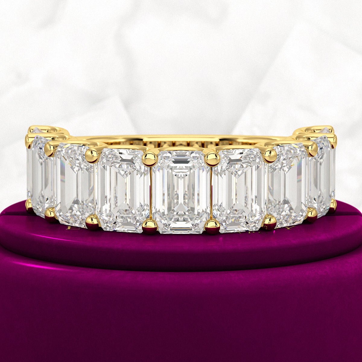 7 Carats Emerald Cut Diamond Minimalist Stacking Band - Evara Jewelry LLC