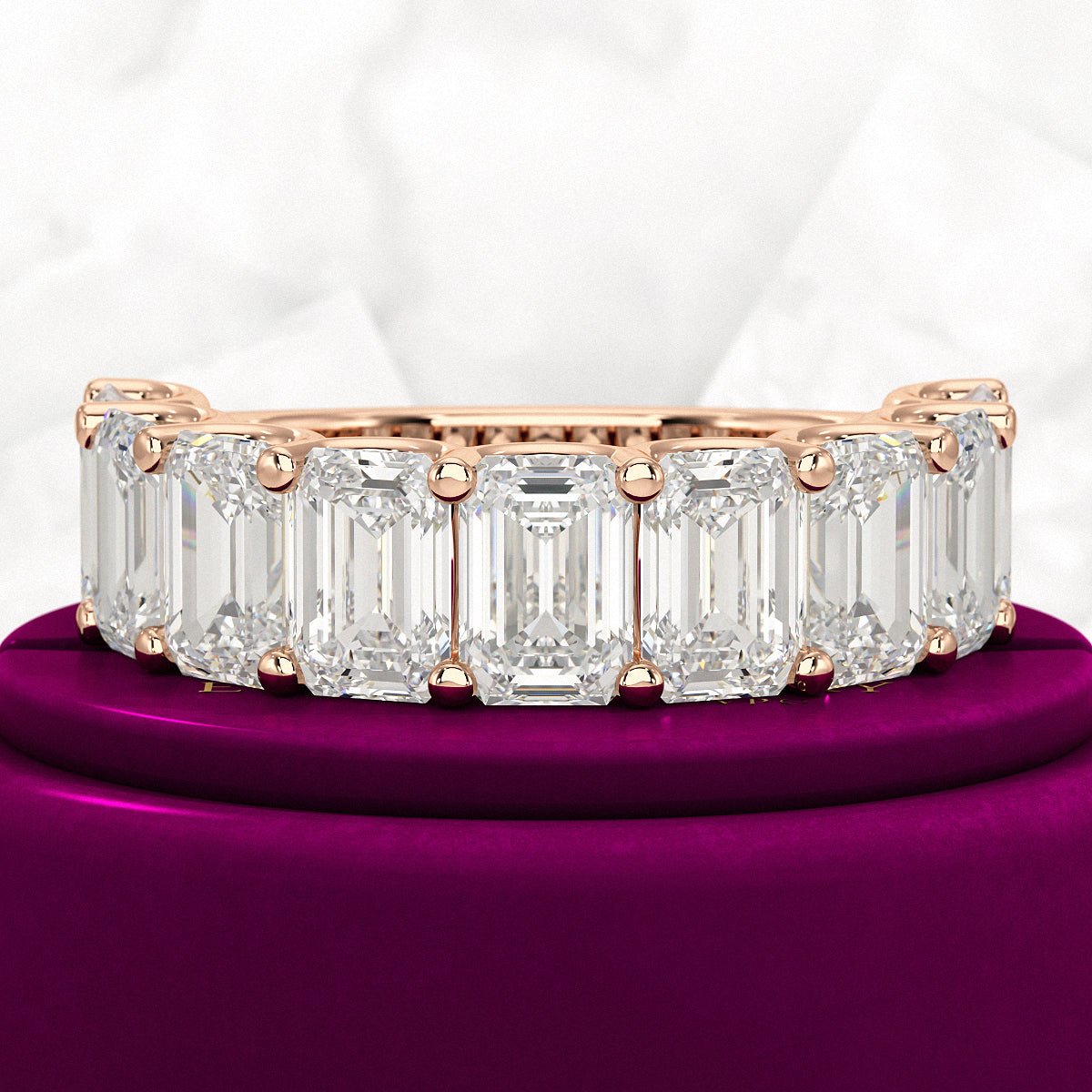 7 Carats Emerald Cut Diamond Minimalist Stacking Band - Evara Jewelry LLC