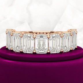 7 Carats Emerald Cut Diamond Minimalist Stacking Band - Evara Jewelry LLC