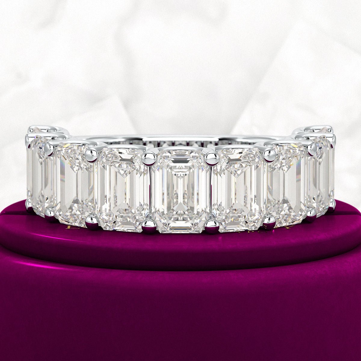 7 Carats Emerald Cut Diamond Minimalist Stacking Band - Evara Jewelry LLC