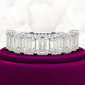 7 Carats Emerald Cut Diamond Minimalist Stacking Band - Evara Jewelry LLC