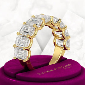 7 Carats Emerald Cut Diamond Minimalist Stacking Band - Evara Jewelry LLC