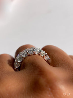 7 Carats Emerald Cut Diamond Minimalist Stacking Band - Evara Jewelry LLC