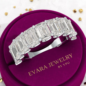 7 Carats Emerald Cut Diamond Minimalist Stacking Band - Evara Jewelry LLC