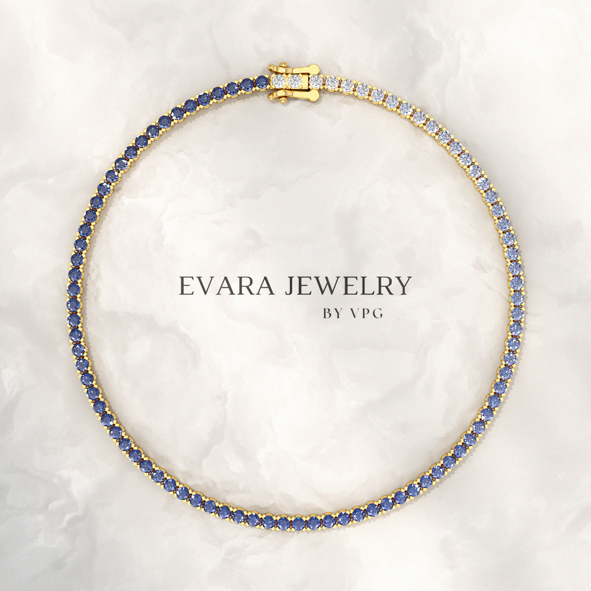 Ombre 3.14 Carats Natural Blue Sapphire Tennis Bracelet in 14K/18K Yellow Gold