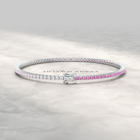 Ombre 3.24 Carats Natural Pink Sapphire Tennis Bracelet in 14K/18K White Gold