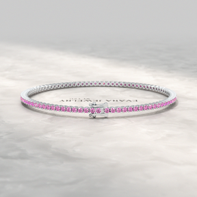 3.21 Carats Natural Pink Sapphire Tennis Bracelet in 14K/18K Yellow Gold