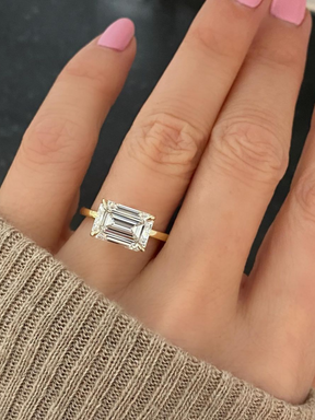 3 Carat Emerald Cut Diamond East West Engagement Ring