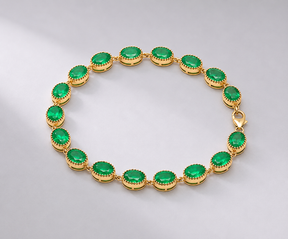 12 Carat Natural Zambian Emerald Oval Tennis Bracelet in 14K Gold