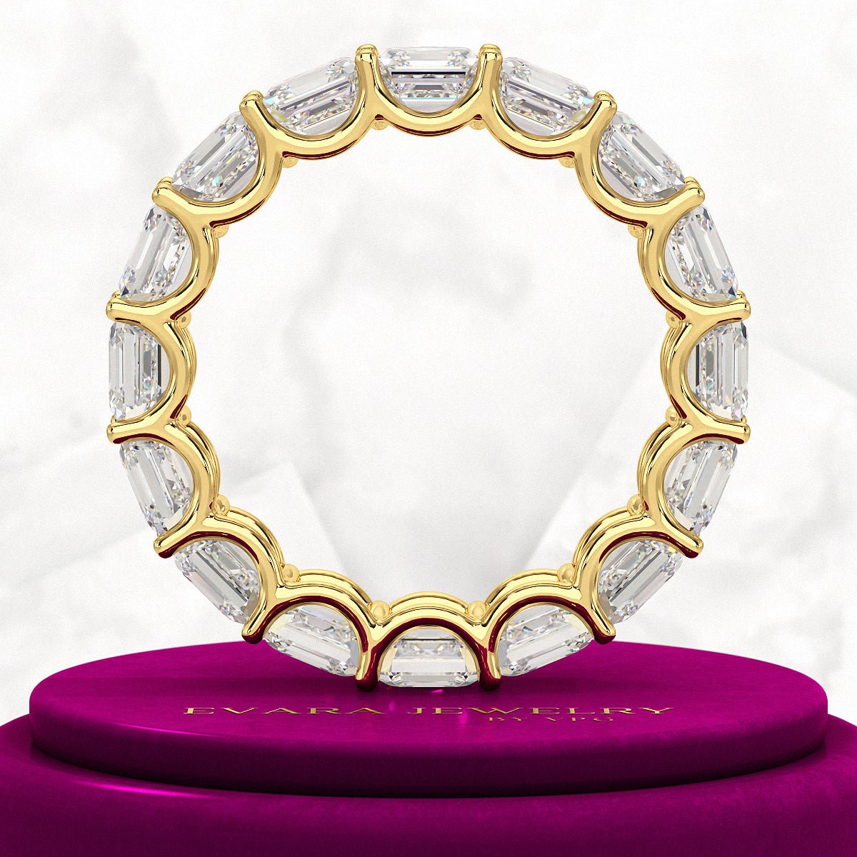 8 Carat Asscher Cut Diamond U Shape Wedding Band - Evara Jewelry LLC