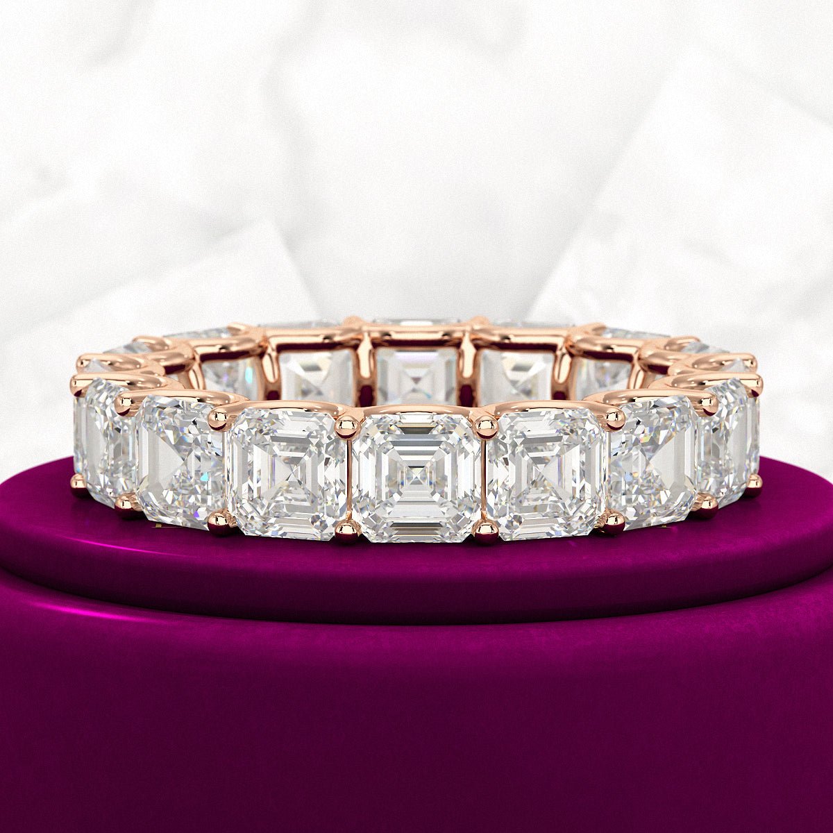 8 Carat Asscher Cut Diamond U Shape Wedding Band - Evara Jewelry LLC