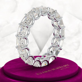 8 Carat Asscher Cut Diamond U Shape Wedding Band - Evara Jewelry LLC