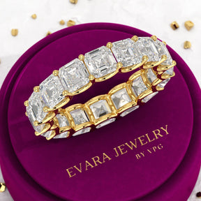 8 Carat Asscher Cut Diamond U Shape Wedding Band - Evara Jewelry LLC