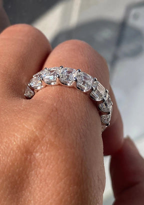 8 Carat Asscher Cut Diamond U Shape Wedding Band - Evara Jewelry LLC