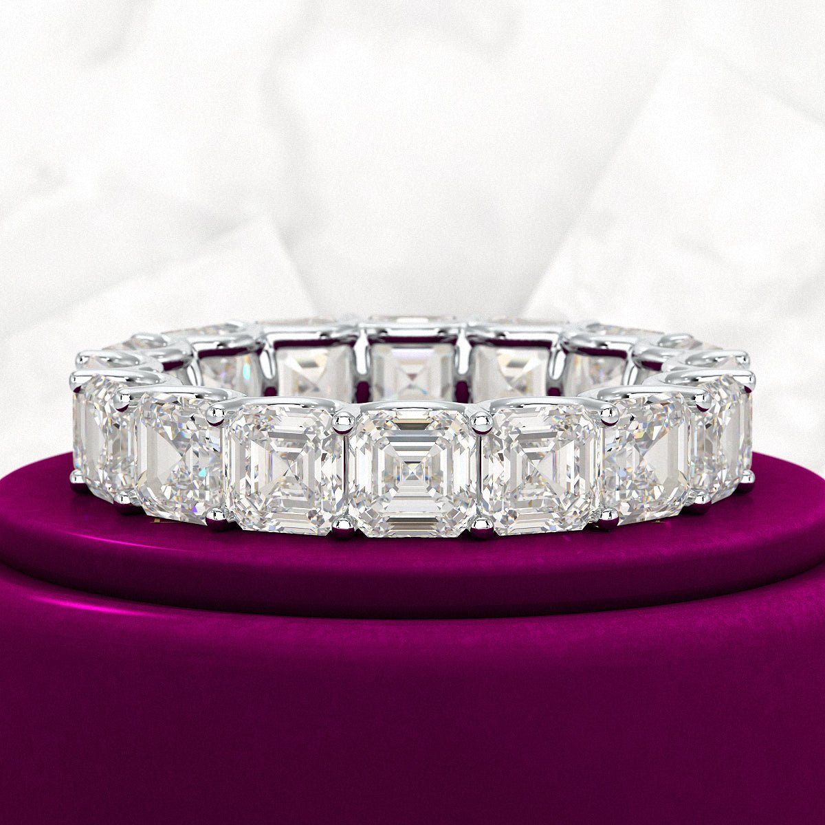 8 Carat Asscher Cut Diamond U Shape Wedding Band - Evara Jewelry LLC