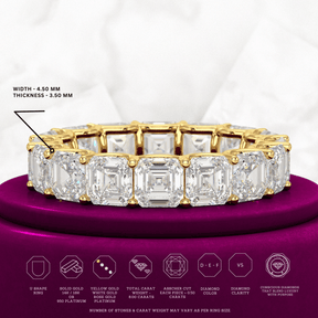 8 Carat Asscher Cut Diamond U Shape Wedding Band - Evara Jewelry LLC