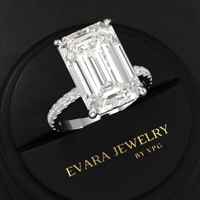 8 Carat Emerald Cut Diamond Engagement Ring - Evara Jewelry LLC