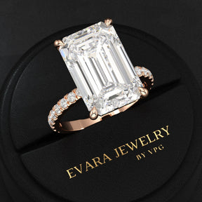 8 Carat Emerald Cut Diamond Engagement Ring - Evara Jewelry LLC