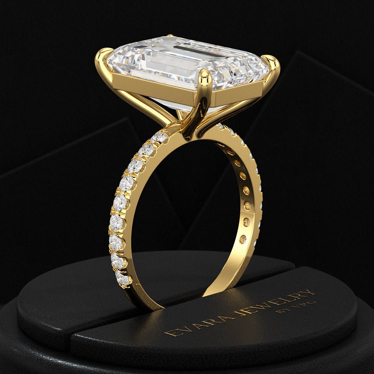 8 Carat Emerald Cut Diamond Engagement Ring - Evara Jewelry LLC