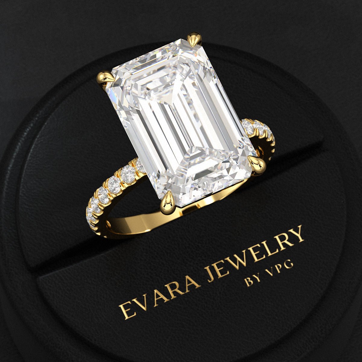 8 Carat Emerald Cut Diamond Engagement Ring - Evara Jewelry LLC