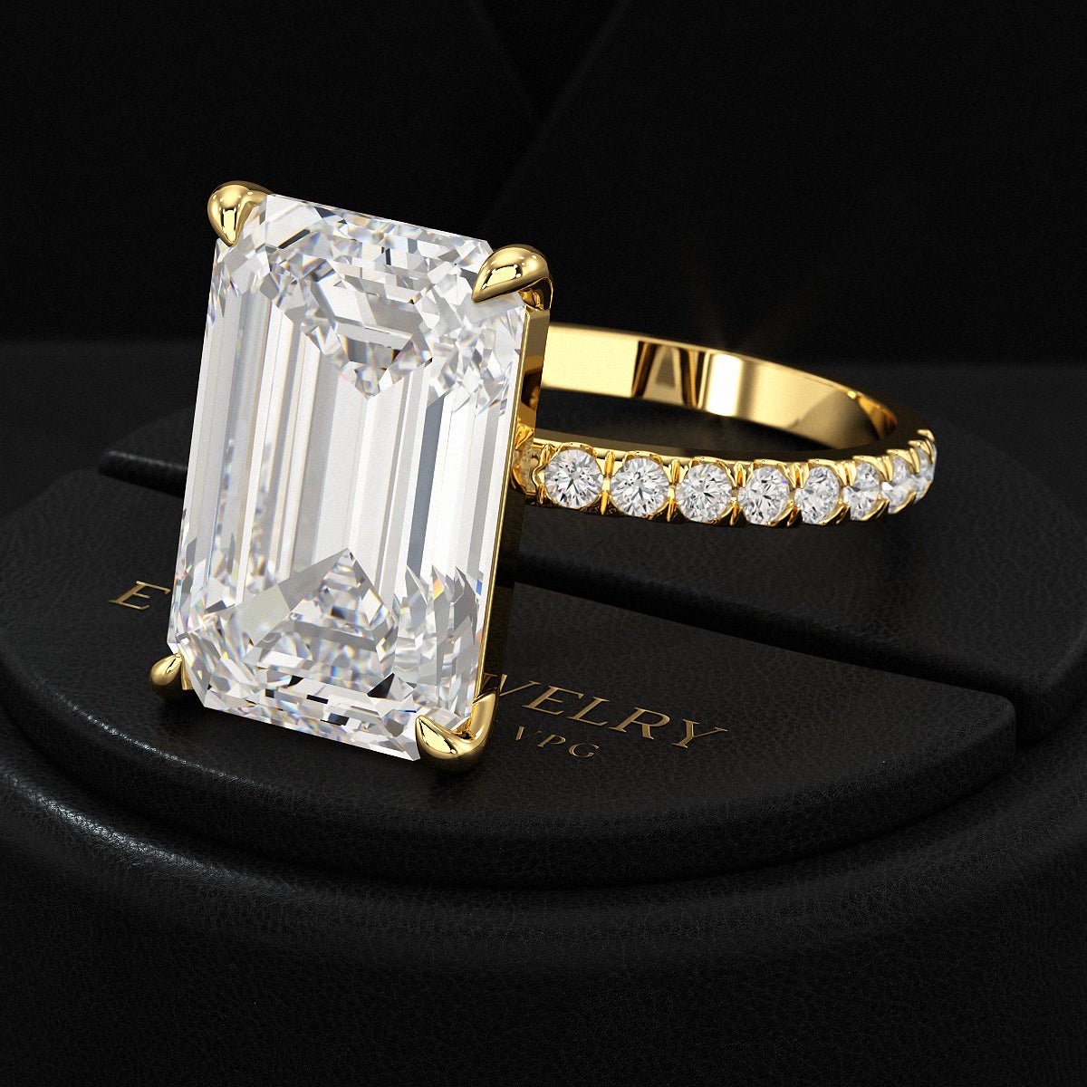8 Carat Emerald Cut Diamond Engagement Ring - Evara Jewelry LLC